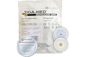‎TIGA-MED TIGA-MED EKG Einmal Elektroden mit Nassgel/Liquidgel | 120 Stück (4 x 30) | Durchmesser: 48 mm | Made in EU |Krankenhausqualität | Einweg Klebeelektroden