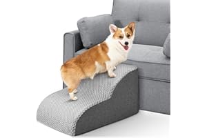 SenDeluz Escalera para Perros, Rampa para Mascotas Extraíble y Lavable, Escaleras para Mascotas de Espuma de Alta Densidad, Escalera Antideslizante para Mascotas para Perros y Gatos,2 Escalones
