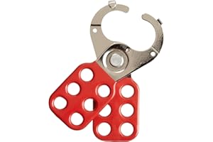 Brady 105718 Stahl-Verriegelungsschloss mit Lasche, 25 mm Innendurchmesser, rot