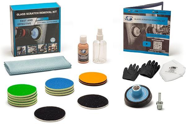 GLASS POLISH DIY Kit réparation rayures verre 75 mm – Polissage efficace avec perceuse ou polisseuse, corrige rayures profondes, élimine défauts surface, restaure clarté et brillance d’origine
