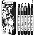 ARTISTRO Extra Fine Point Tip Black Paint Pens for Rock Painting, Stone, Ceramic, Glass -Set of 5