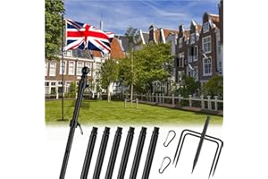 FIASON 9FT Stainless Steel Tangle Free Flag Pole in Ground with 5 Prongs Base, Flag Poles for Outside House Garden Flag Poles Kit(Black, without Flag)
