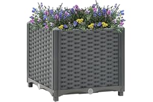 Tidyard Arriates de Jardín Jardineras Exterior Patio Macetero Flores Bandeja Plantas para Terraza Balcón Porche Polipropileno 40 x 40 x 38 cm