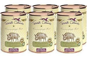 Terra Canis Sanglier, Riz Naturel & fenouil - Nourriture Humide Classique, 6x400g I Aliment pour Chiens 1re qualité 100% aux Standards de l’Alimentation Humaine I Riche & sain I sans céréales & Gluten