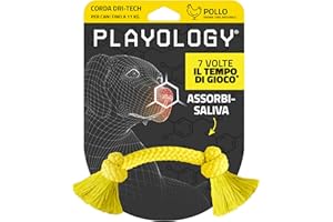 Playology Jouet pour Chiens Jouet en Corde Dri-Tech pour tir à la Corde | pour Les Chiens destructeurs | Petit Jouet parfumé au Poulet