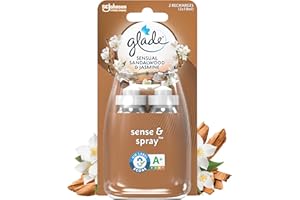 Glade Sense & Spray Recharge Duopack Diffuseur à Détection de Mouvement - Infusé Aux Huiles Essentielles - Jusqu'à 4 Mois de Parfum - Sensual Sandalwood & Jasmine - 2 Recharges