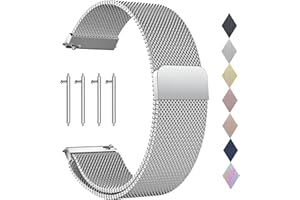 PDSQL Edelstahl Mesh Uhrenarmband, Metall Ersatz Armband Edelstahlarmband mit Magnetverschluss Smartwatch Schnellverschluss Watch Uhren Ersatzband Für Damen Herren