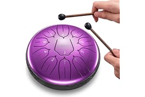 Steel Tongue Drum 6 Inch 11 Notes, LEKATO Steel Drum D Major Beginner Hand Drum Percussion for Musical Education Zen Meditation Yoga, Christmas Gift for Families/Friends