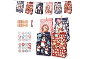 ‎ANPLUS Adventskalender Zum Befüllen Kinder, Geschenk Papiertueten Zum Selber Befüllen Basteln Advents Tüten, Adventskalender Zum Befüllen Groß, Adventskalender Selber Machen, Weihnachtskarten –24-PC