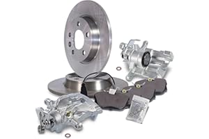 ATEC GERMANY Juego de frenos eje trasero incl. discos de freno Ø 280 mm completo + pastillas de freno trasero y pinza de freno trasero Compatible con VW TRANSPORTER T4