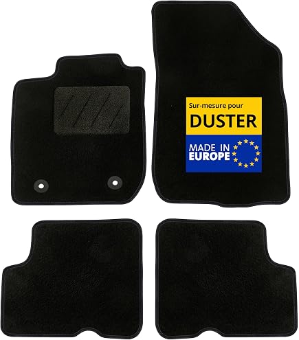 J&J AUTOMOTIVE Tapis Sol Velours Noir Sur Mesure Duster 2014-2017 - Base Antidérapante Renforcée