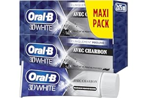 Oral-B Dentifrice Charbon 3D White Pour Effet Blancheur Dès Le Premier Brossage Des Dents, Pack De 2 x 75ml