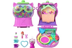 Polly Pocket dockor och lekset, Gumball Kitty Compact | Bärbar reseleksak, 1 mikrodocka, husdjur, tekopp och gungbräda, frukttillbehör, JKC50