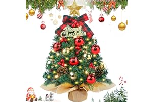 ZZXLOPEZ Mini Christmas Tree, 50 cm Artificial Table Mini Christmas Tree with Warm White Lights, Star Tree Topper, Small Illuminated Christmas Tree for Parties, Home, Christmas Decoration, Advent