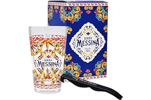 sicilia bedda - BICCHIERE BIRRA MESSINA EDIZIONE LIMITATA 0.2 CL - Tributo alle Citta' Siciliane con Apribottiglia (Carretti di Palermo)