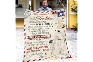 ERACII Kuscheldecke Personalisierte Decke Geschenke - An Meine Tochter Decke Von Papa, Vater Tochter Geschenke, Nachricht Briefdecke, Luftpost Decke Positiv Ermutigen Liebe, für Couch, Sofa, Bett