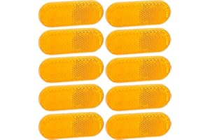 Yinaolan 10 Pack Self Adhesive Reflectors Oval Stick-on Reflectors Safety Reflective for Caravan/Trailer/Boat/Motorcycle Fence Gate Posts