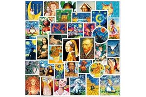 AUCEKO 50 Stück Aufkleber PackKünstler Gemälde Van Gogh Ölgemälde Sticker Set Wasserdichte Vinyl Sticker für Laptop Kinder Autos Motorrad Fahrrad Skateboard Gepäck Koffer Computer Aufkleber Graffiti Decal