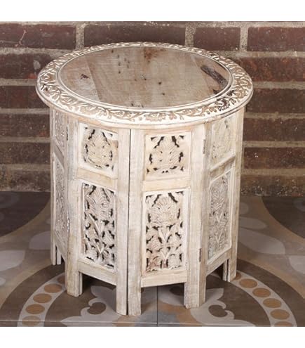 Casa Moro Oriental side table Saada blue M height 37 29 cm made of solid wood hand painted | crafts | vintage flower table shabby chic table small | MA32 47 C M