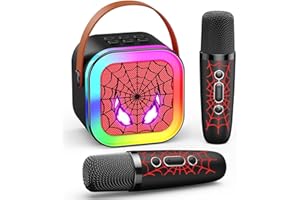 Braxel Karaoke Maschine mit 2 Bluetooth Mikrofon, Spider Spielzeug Geschenk für Junge Spielzeug ab 3-12 Jahre Junge Mikrofon Kinder Ostergeschenke Kinder