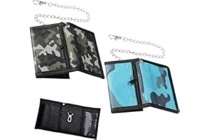 FCXQG 2 Pcs Portafoglio Bambino Portafoglio Ragazzo Portafoglio Ragazzo 12 Anni Portafoglio Bambino 10 Anni Portafoglio Da Viaggio Portafoglio Uomo Con Catena Catena Portafoglio(Verde+blu)