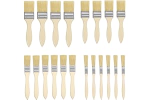 Kurtzy Lot de 20 Pinceaux Peinture 5,08 cm, 3,81 cm, 2,54 cm et 1,27 cm - Pinceau Peinture Plat Professionnel avec Manche en Bois - Pinceaux pour Peinture Murale Vernis Colles Bricolage