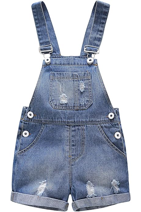 Kids Distressed Denim Overalls Blue 