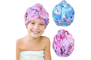 Beinou Serviette Microfibre Cheveux 2 Pièces Serviette Cheveux Séchage Rapide Super Absorbante avec Bouton de Design pour Femmes