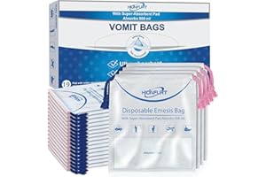 Hionfurt Absorbants Sacs à vomi Zéro Odeur-19 Pièce sac a vomi Portables-Transforme Le Vomi en Gel- 900ml sac vomissement voiture,Convient aux Femmes Enceintes,Enfant et Adulte&Mal des transports