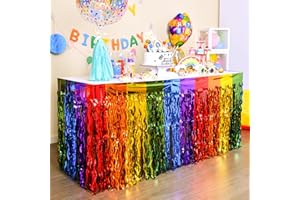 ‎LOLSTAR LOLStar Regenbogen Partydekorationen, 2 Pack gewellte metallische Lamettafolien Fransen Tischröcke, perfekte Tischdekorationen für Geburtstage, Feiertage, Hochzeiten, Verlobungen, Stolz Partys