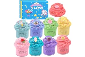 BASYWIIM Butter Slime Kits for Kids, 8 Pack Scented Butter Slime Kits, with Unicorn and Fruit Slime Accessories, DIY Fluffy Slime Stress Relief Toys for Girls Boys , Party Favor, Kids
