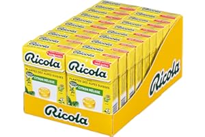 Ricola - Bonbons aux Plantes Suisses - Parfum Citron Mélisse- Gourmand et Rafraîchissant - Sans Sucres - Lot de 20 Boîtes de 50g