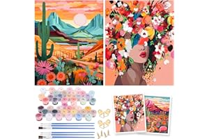 Cexovo Pintar por Numeros Adultos 2 Piezas DIY Pintura por Números con Pinceles y Pigmento Kit de Pintura al óleo de Lienzo Creativo Manualidades Kit 40 x 50cm Sin Marco