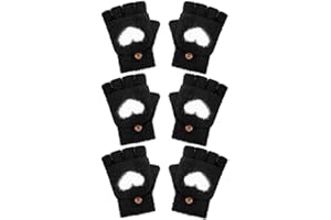 Geyoga 3 Paar Handschuhe Kinder Fingerlose Handschuhe mit Klappe für Kinder Mädchen Junge Halbfingerhandschuhe Warme Winterhandschuhe für Sport Ski Outdoor