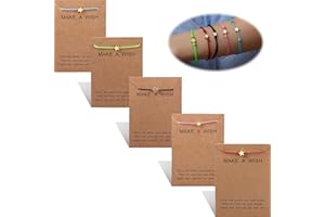 Milacolato Set di Braccialetti per Amicizia 5 Pezzi con Scheda Messaggi Esprimi un Desiderio Bracciale Regolabile Cuore a Mano Bracciale Fatto a Mano Regali di Gioielli di Moda Semplice da Donna
