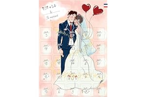 CALENDRIER EVENEMENT Calendrier Mariage 25 Jours avant ou après - Cadeau de Mariage pour le Couple - Cadeau EVJF - Guide Organisation de Mariage (Après le Mariage Rose)