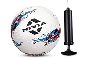 Nivia Storm White Moulded Football with Ball Pump Football - Size: 5 (Pack of 1, White/Black)