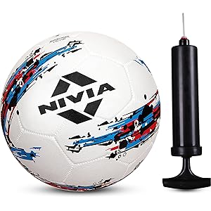 Nivia Storm White Moulded Football with Ball Pump Football - Size: 5 (Pack of 1, White)