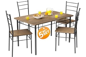 CASARIA® Mesa y Sillas de Comedor Completo, Mesa de Cocina Rectangular 110x68cm, Pack de 4 Sillas, Juego Muebles de Cocina, Salon, Moderno, Madera 5 Pzs.