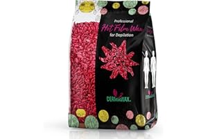 ‎DERMAWAX Dermawax Rose Wachs Haarentfernung Inhalt mit Kokosnußöl- Heisswachs Waxing Perlen Wachsperlen zur professionellen Ganzkörper Enthaarung Brazilian Waxing ohne Wachsstreifen Haarentfernung (1 kg)