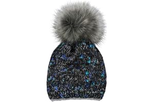 styleBREAKER Cappello a Bobble da Donna in Maglia con Filo Glitterato e Fodera in Pile, Cappello a Bobble Invernale 04024178