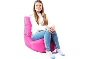 MaxiBean Bean Bag Chair Seat Indoor Or Outdoor Garden Beanbag Kids Gaming Recliner Cushion With Filling Included (Pink)