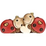 THUN - Soprammobile con Coccinelle Portafortuna in Ceramica Decorata a Mano, 18x7.4x8 cm h