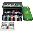 Gambit Goods Adult Premium Casino-Style Poker Set with 200 Chips, 2 Decks of Cards, Dealer & Blind Buttons,Card Game and Felt Poker Mat in Durable Tin Case