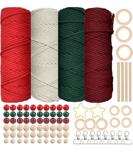 Kit Macramé DIY 6 Pères Noël – Création Ornements Suspendus En Corde, Débutants Adultes, Décoration Noël Faite Main