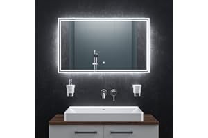 ‎BR BRINGER BR Bringer LED Badspiegel - 100x60 cm - Badezimmerspiegel mit Beleuchtung und Anti-Beschlag Funktion - Dimmbar, Energiesparend, 3 Lichtfarben, Touch-Schalter und Speicherfunktion (Modell: BRS107)