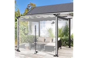 Vattentäta genomskinliga PVC-presenningsgardiner, pergola lusthus veranda carport trädgård transparent presenning sidopaneler, väderbeständig presenning med öljetter och blixtlås, skiljeväggar, L ×