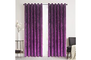 ZIMEL HOMES Luxury Crushed velvet curtains (Pair)with lined eyelet ring curtains for bedroom, home decor,living room accessories-Available in Black, Blush pink, charcoal grey, Purple silver.(8 sizes)