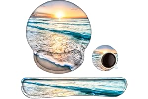 Newplenty Tapis de Souris Ergonomique Repose Poignet Gel,Repose-Poignet Clavier Mousse à Mémoire,sous - verres,Ensemble de protège - poignets 3 en 1 (5361)