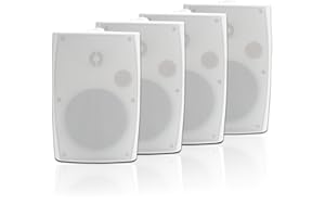 STUDIOFINIX Altoparlanti esterni da 6,5 pollici, montaggio a parete, 800 W, nero, resistente alle intemperie e ad alte prestazioni (4 altoparlanti) (bianco)